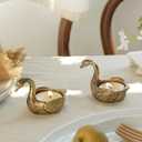 NIKKY HOME Gold Swan Tealight Candle Holders Set of 2, Centerpiece Table Decorations, Decorative Metal Stand for Tea Light Candles, Votive Candles