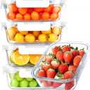 KOMUEE 30 oz 5 Pack Glass Meal Prep Containers, Glass Storage Containers with Lids - Dishwahser, Microwave, Oven and Freezer Safe, White