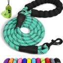 Taglory Rope Dog Leash 6 FT with Comfortable Padded Handle, Highly Reflective Threads Leash for Medium Large Dogs, 1/2 inch, Turquoise