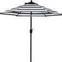 7.5' Patio Umbrella Outdoor Tilt Umbrella Stripe | Market Table Umbrella with 6 Sturdy Ribs Push Button Tilt and Crank Lift Perfect For Patio Tables, Beach, Gardens and Pool