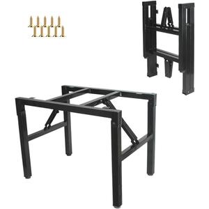 Folding Table Legs Stand Heavy Duty with Springs, Metal Foldable Table Legs Frame with Adjustable Feet, DIY Legs with Mounting Screws (Black, 21.7 L x 15.4 W x 18.1 H)
