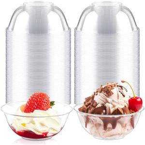 Qeirudu 6 oz Mini Clear Plastic Bowls, 80 Pack Disposable Hard Plastic Party Serving Bowls for Salads, Ice Creams, Fruit, Desserts, Parfaits, Snacks