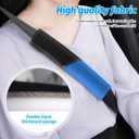 Car Seat Belt Cover, 2PCS Carbon Fiber Leather Soft Vehicle Seatbelt Shoulder Strap Covers, Comfortable Automotive Interior Harness Pad, Universal Fit (Black Blue)
