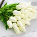 30pcs Artificial Tulips Flowers Real Touch Tulips Fake Holland PU Tulip Bouquet Latex Flower White Tulip for Wedding Party Office Home Kitchen Decoration (Pure White)