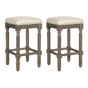 Ball & Cast Counter Height Barstool Upholstered Counter Stool Weathered Oak Finish 2-Pack 26" H