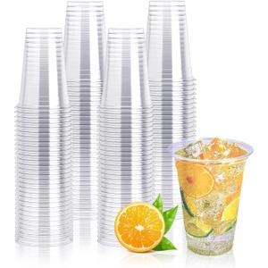 Lilymicky 200 Pack 10 oz Clear Plastic Cups, PET Disposable Drinking Cups Perfect for Birthday Parties, Ceremonies, Events