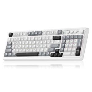AULA 99 Wireless Keyboard, Custom Computer Keyboard, Tri-Mode Bluetooth 5.0/2.4GHz/USB-C Cute Creamy Gaming Keyboards with Number Pad, RGB Backlit Media Knob Programmable Keybaord for PC Gamer - Grey