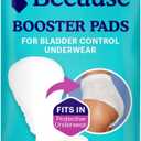 Because Overnight Incontinence Booster Pads for Men and Women, Adds 4 Cups Extra Absorbency to Adult Diapers, Super Soft, Adhesive Strip Backing, Unisex, 20 Count