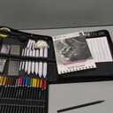 HIFORNY 126 PCS Drawing Kit Sketching Pencil Set, Sketch Pencils Art Supplies with 3-Color Sketchbook, Graphite, Charcoal, Blending Tools, Drawing Pencils for Adults Artists in Zipper Case