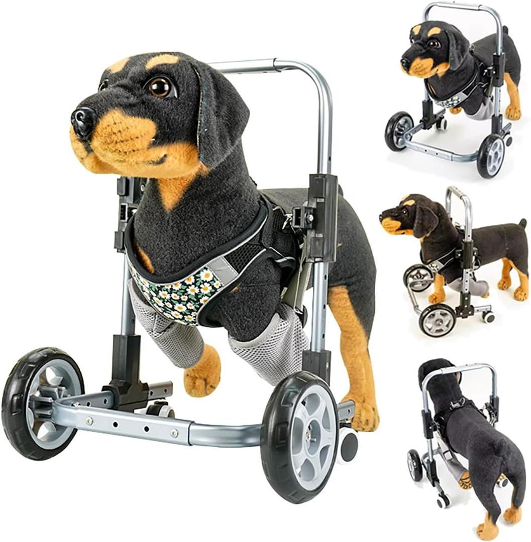 Front Leg Dog Wheelchair for Support Small Medium Large Dogs, Disabled Doggie Wheelchairs Brace for Walking, Adjustable Dog Mobility Aids Activity, Dog Wheel Chairs for Front Legs (Silver)