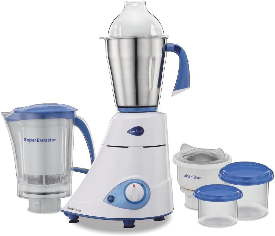 Preethi Blue Leaf Platinum 550 Watts 3 Jar Indian Mixer Grinder 110 Volts