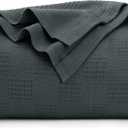 Utopia Bedding Smoke Gray 100% Cotton Blanket [Twin Size - 90x72 Inch] 350GSM Lightweight, Soft and Breathable Thermal Dorm Bed Blanket for All Seasons
