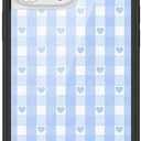 Wildflower Cases - Blue Gingham Hearts, Compatible with Apple iPhone 16 Pro Max | Plaid, Checkered, Unique, Cute, Trendy - Protective Black Bumper, 4ft Drop Test Certified, Women Owned Small Business