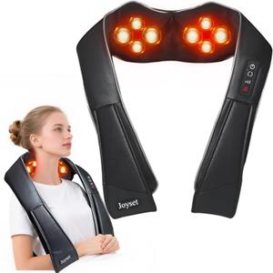 Joyset Neck Massager for Pain Relief Deep Tissue with Heat,Shiatsu Neck and Back Massager 4D Deep Kneading Massage for Shoulder,Gifts for Women Men Mom Dad Friend (Black+mini)
