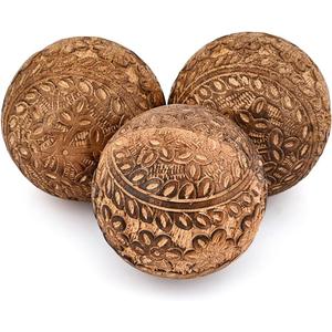 Kimona Decorative Ball Mango Wood Centerpiece or Individual Use Ideal for Use in Living, Dining Room | Coffee Table and House Dcor (Set of 3), (3" x 3" x 3")