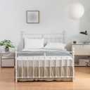 Bed Skirt Twin Size Ruffled Bed Skirt with Split Corners, 14 Inch Drop Dust Ruffle Bed Skirt with Platform, 14 Inch, Light Camel