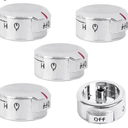 5PCS Upgrade W11156487 W10823529 Oven Range Knob Replacement, Compatible with Whirlpool, Oven Range Knob Silver