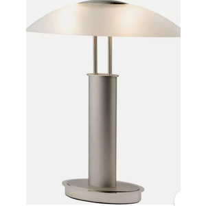 ARTIVA Table Lamp 18.5" Nickel Finish w/ Oval Canoe-Shaped Frosted Glass Shade ARTIVA Table Lamp 18.5" Nickel Finish w/ Oval Canoe-Shaped Frosted Glass Shade