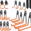 16 Pack Steel Wall Mount Garage Storage Hooks with Anti-Slip Coating, Heavy Duty, Hooks, for Hanging Bike, Ladder, Garden Tools