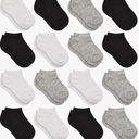 Toddler Socks, 16 Pairs Low Cut No Show Ankle Set for Boys Girls Kids (1-14 Years Old) (#2 Black+white 16pk)
