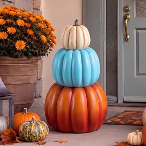 Wesiti 1 Pcs 21.3'' Large Faux Stackable Pumpkins Outdoor for Front Porch