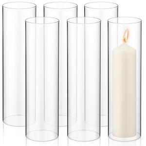 Yaomiao 4 Pcs Hurricane Glass Candle Holders Sleeve Open Ended Glass Bottomless Candle Cover Cylinder Hurricane Clear Chimney Shade Tube Cover for Baby Shower Wedding Party(3 x 10 Inch) Yaomiao 4 Pcs Hurricane Glass Candle Holders Sleeve Open Ended Glass Bottomless Candle Cover Cylinder Hurricane Clear Chimney Shade Tube Cover for Baby Shower Wedding Party(3 x 10 Inch)