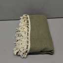 Linen Tablecloth with Tassels, Farmhouse Style Green Tablecloth, Water Resistant Burlap Tablecloths for Rectangle Table, 60x84 Inch Olive