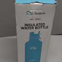 Swigina [2-IN-1 LID] 64 oz Insulated Water Bottle with Silicone Boot (48hrs Cold/24hrs Hot) - DIY Stickers, Leakproof, BPA Free, Half Gallon (Cyan Black)