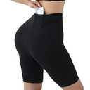 Clbort Women's Running Shorts, High Waisted Compression Shorts with 360° Waistband Pocket, Tummy Control Workout Biker Yoga Shorts Black, Size S