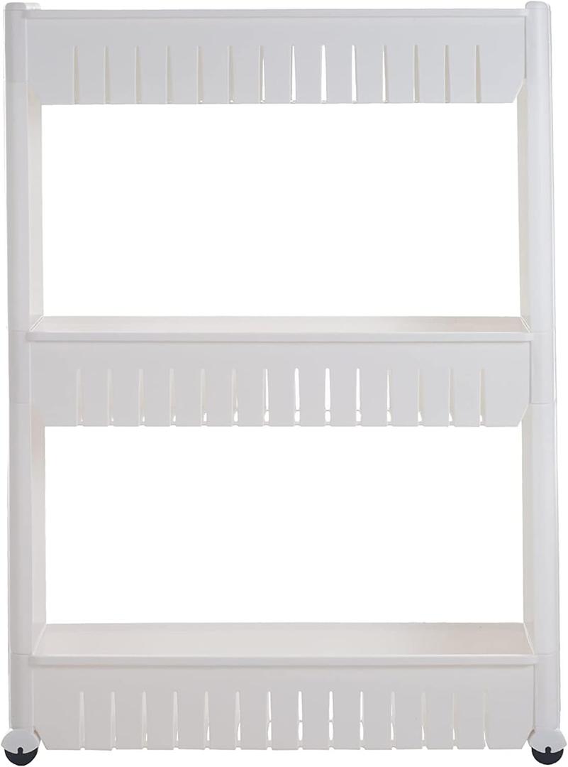 Lavish Home 3 Tier Shelf Rolling Cart - Narrow-Space Kitchen or Bathroom Shelf Organizer Cart - Slim Slide-Out Storage Shelves for Kitchen, Bathroom, Laundry and Pantry, 19.5 x 5 x 28