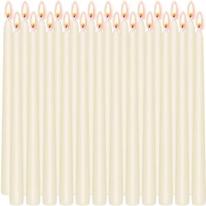10 Inch Ivory Taper Candles, 24 Pack Bulk Unscented Elegant Dinner Candles for Wedding, Valentine's Day, Table Decor - 7-8 Hour Burn - Paraffin Wax with Cotton Wicks