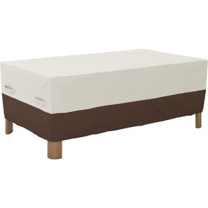 Amazon Basics Outdoor Patio Coffee Table Cover, Waterproof, UV Resistant, Weather Protection with Secure Straps, Beige/Tan, 48" x 28"