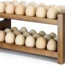 Egg Holder Countertop, 2-Tier Wooden Egg Holder for 36 Eggs, Wooden Countertop with Carry Handle for Chicken, Duck, and Quail Eggs (Regular)