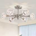 XINGQI 23" Modern Sputnik Chandelier 6-Light Semi Flush Mount Ceiling Light Fixture Brushed Nickel Ceiling Lighting for Bedroom Entryway Dining Room Living Room Kitchen