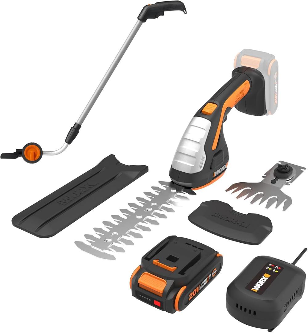 WORX Cordless Grass Shear & Shrub Trimmer, 20V with Extension Pole, WG801.4