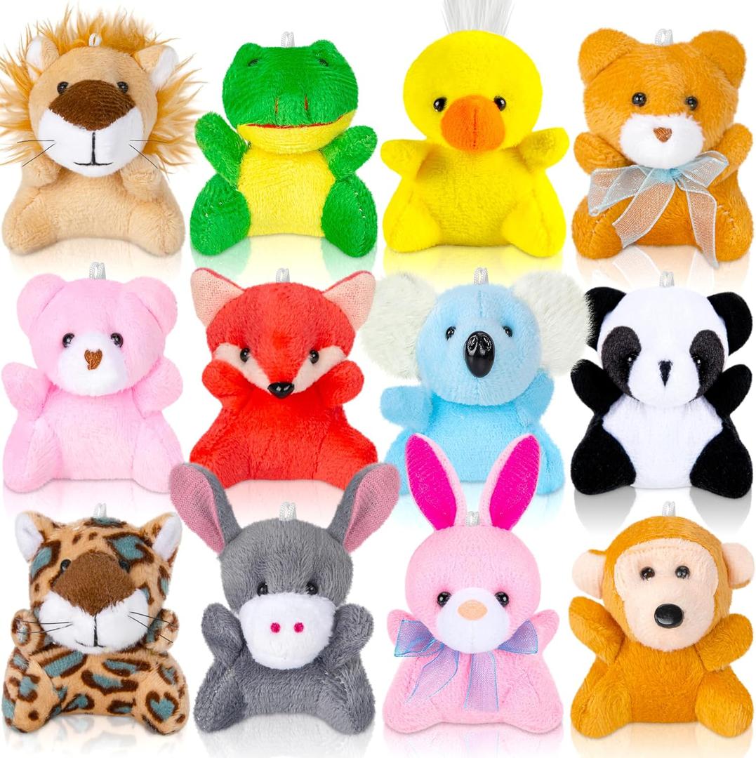 Sofier 12 Packs Mini Stuffed Animals Bulk Party Favors For Kids Treasure Box Toys Classroom Plush Toys Claw Machine Key Chains Carnival Prizes Small Valentine Halloween Stocking