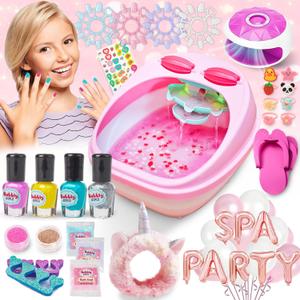 Kids Spa Day Kit for Girls, 42+ Piece Spa Toys with Waterfall Foot Spa, Nail Spa Kit, Pedicure and Manicure Accessories, Perfect Spa Kit for Girls Ages 6 7 8 9 10 11 12, Fun Birthday or Christmas Gift