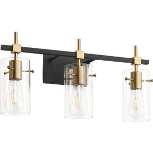 Matte Black and Gold Vanity Light, 3 Light Bathroom Lighting Fixtures Over Mirror, Modern Metal Wall Lights for Hallway Kitchen Bedroom Living Room