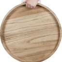 Round Ottoman Tray for Coffee Table Living Room Wood Serving Tray Large Wooden 24 Inches Rustic Torched