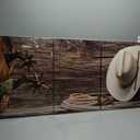 Canvas Print Wall Art Decor Western Cowboy Wall Art American Cowboy Hat Boots West Rodeo Vintage Picture Stretched Gallery Canvas Wrap Giclee Print Ready to Hang for Home Office Living Room (12x16inchx3pcs(30x40cmx3pcs))