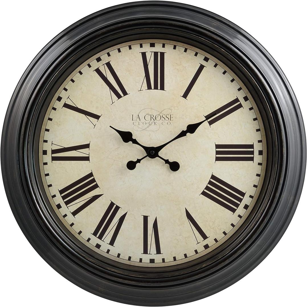 La Crosse 404-2658-INT 23-Inch Maxwell Quartz Wall Clock, Brown