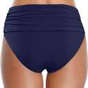 Tempt Me Women's High Waisted Bikini Bottom Tummy Control Ruched Bathing Suit Swim Bottom (Blue, M)