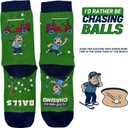 2 x I'D RATHER BE CHASING Funny Mens Socks, Golf & Pickleball Gifts for Men, Golfers Unique Crew Sock, Golfing Gift Accessories (Green)