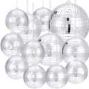 WILLBOND 12 Pack Disco Ball Mirror Ball with Hanging Ring for Fun Retro Disco Party Decorations Party Dj Lighting Effect Stage Props Game Accessories, 5.91", 3.94", 3.15", 2.36"(Silver)
