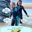 XUKER Kids Wetsuit for Boys Girls Toddlers, 3mm Wetsuit Back Zip Neoprene Thermal Full Body Wetsuits for Youth Teens Scuba Dive Swimming Boating Snorkeling (Blue,4)
