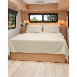 Short Queen Size 4 Piece Sheet Set - RV Short Queen, Ultra-Soft, Breathable & Cooling Bed Sheets Set with Deep Pockets - Hotel Luxury Bedding for Women & Men - Wrinkle Free & Fade Resistant - Wheat