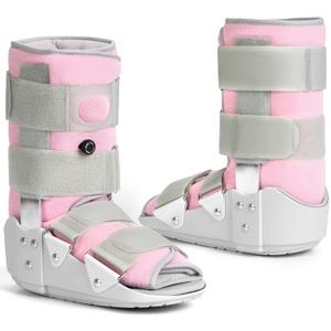 Medibot Medical Grade Fracture Boot - Adjustable Walking Cast for Foot & Ankle Injuries Secure Support for Broken Foot or Severe Sprain,Women's Medium,Grey & Light Pink,Fits women's Shoe Size 7-10'' 
