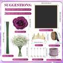 Suncalla 52 Pcs Purple Glitter Roses Bouquet DIY Kit, Large Sparkly Artificial Flowers with Crown and Wrapping Paper, Everlasting Rose Gift for Mother's Day, Graduation, Birthday, Anniversary