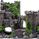 IBWell Ancient Castle Design Resin Aquarium Decoration Hideouts Stone Cave Hide House, Fish Tank Accessories for Betta Shrimp Turtle