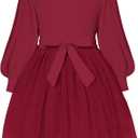 Toddler Girl Tutu Dress 4T 5T Burgundy Red Tulle Birthday Party Dresses Long Sleeves Flower Girls Princess Christmas Cotton Clothes Size 5T